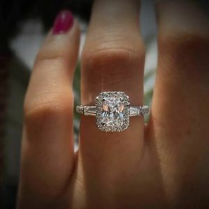 Stunning princess cut white sapphire ring